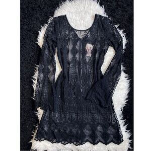 Ecote Black Sheer Lace Dress